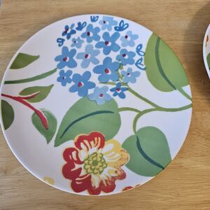 Pottery Barn Graphic Garden Salad Plate Set 6 Floral Hydrangea 8” Brazil Vibrant